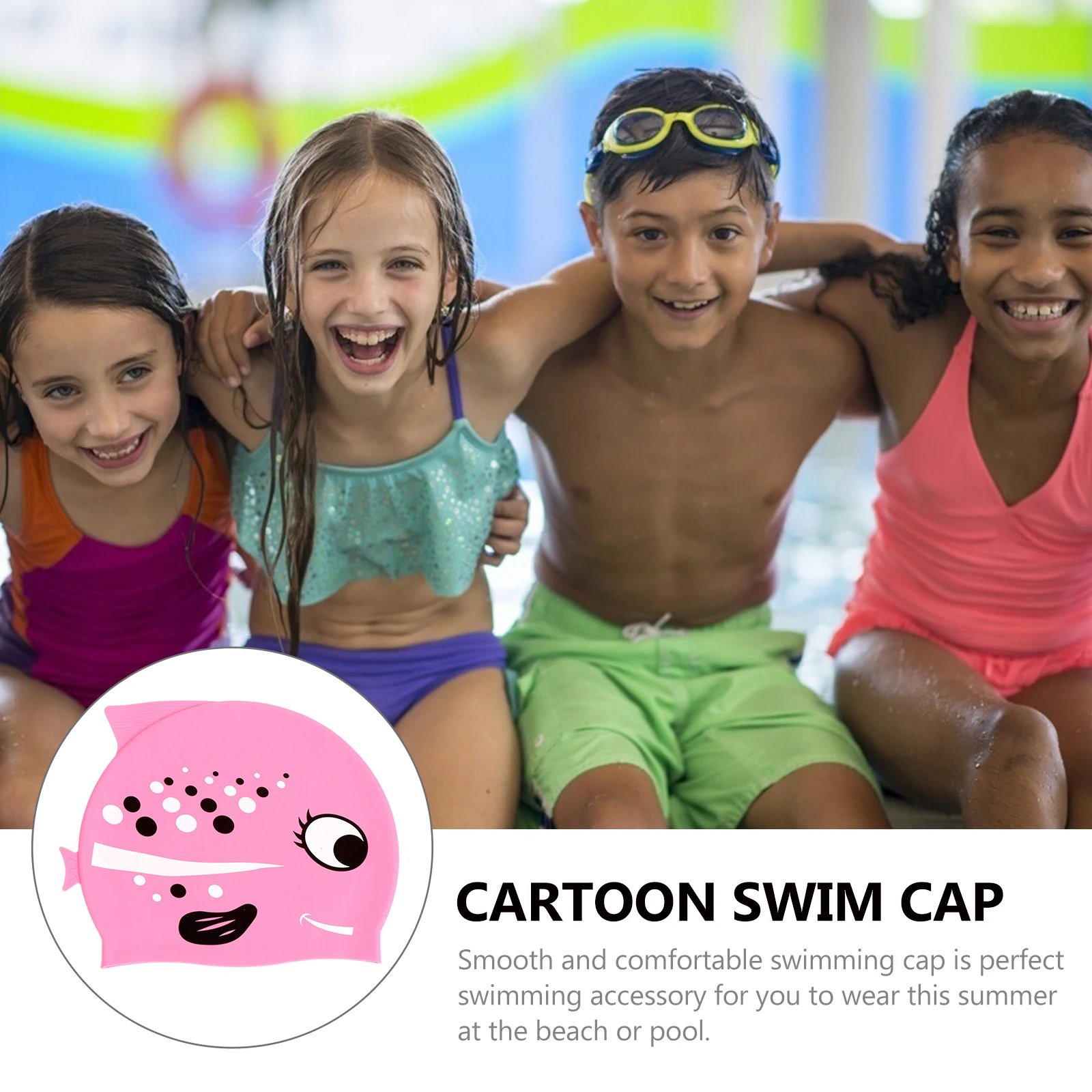 قبعة سباحة من السيليكون بتصميم سمكة قبعة استحمام لممارسة السباحة والأنشطة الشاطئية