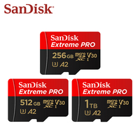 SanDisk Extreme Pro MicroSDXC UHS-I Flash Memory Card 64GB 128GB V30 A2 256GB 512GB 32GB TF Card Micro SD Card For 4K Camera