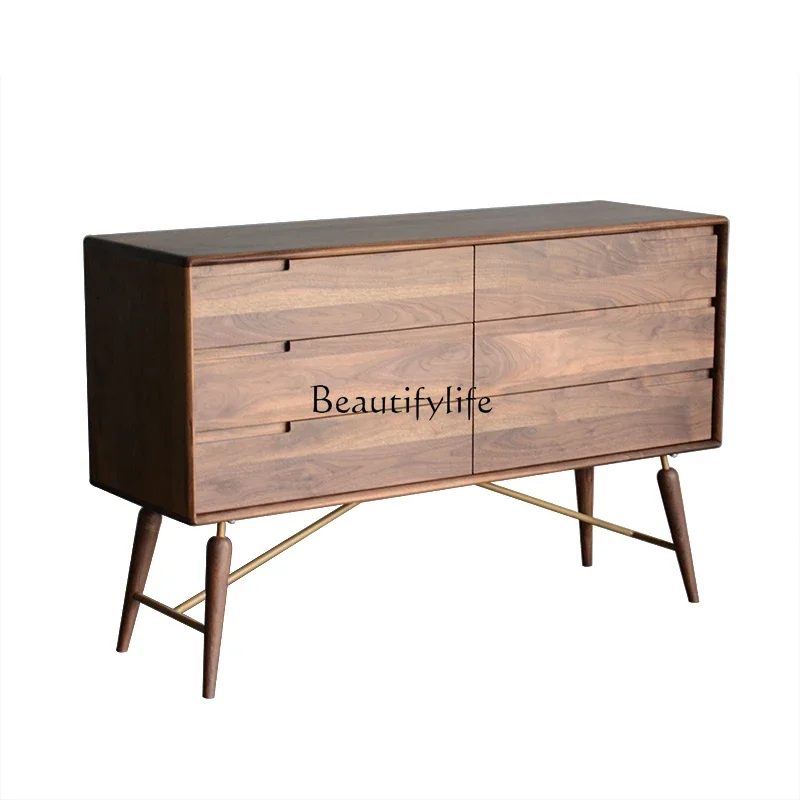 Nordic simple modern living room solid wood dining side cabinet Japanese light luxury TV six bucket locker