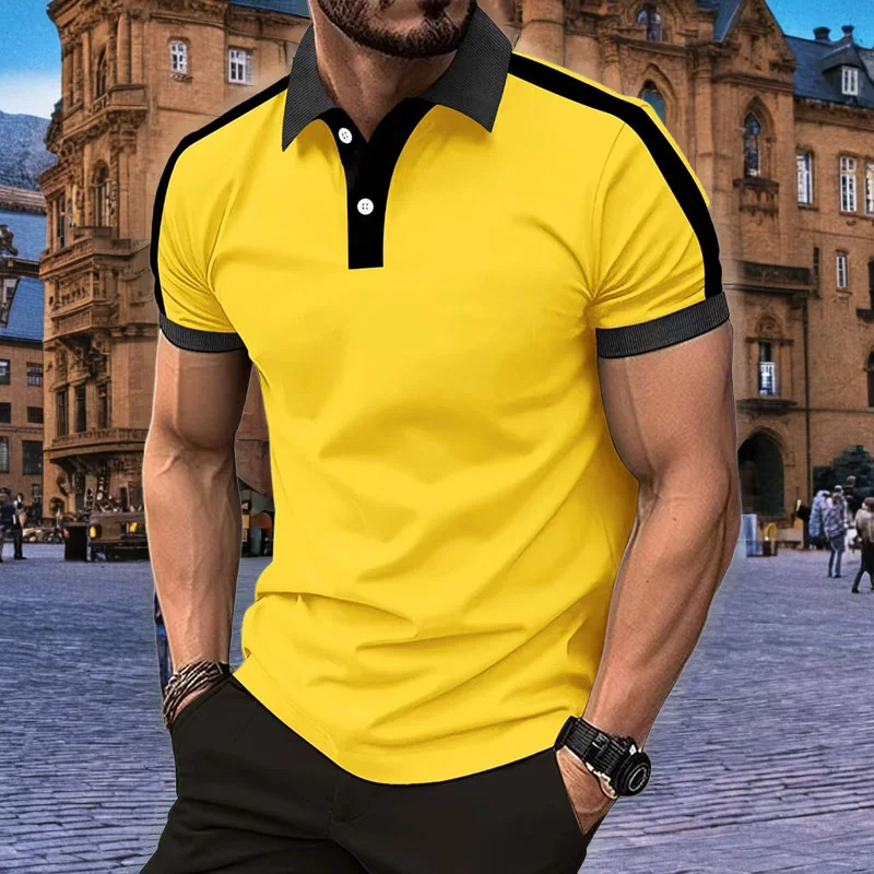 

Summer new men's casual short sleeved polo shirt, fashionable lapel T-shirt, men's breathable polo shirt, men's casual business