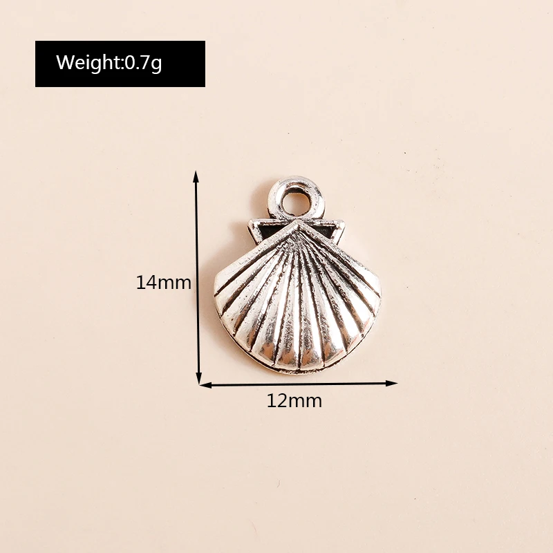 Leslie 50pcs 12*14mm Silver Color Ocean Beach Shell Metal Charms Pendants for DIY Earrings Necklaces Bracelet Jewelry Making