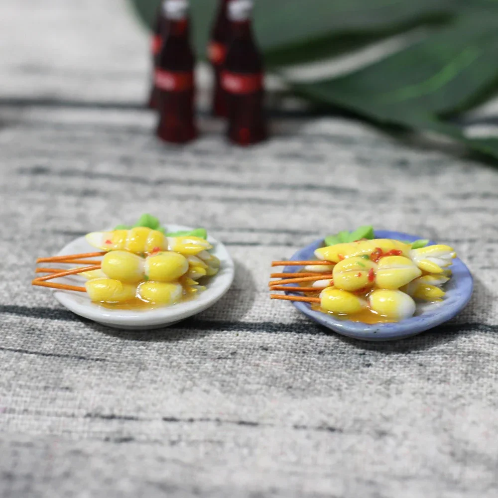 1/12 Poppenhuis Miniatuur Barbecue Voedsel Plaat Mini Kebab Voedsel Lade Model Speelgoed voor Poppenhuis Accessoires Decoratie ob11 bjd