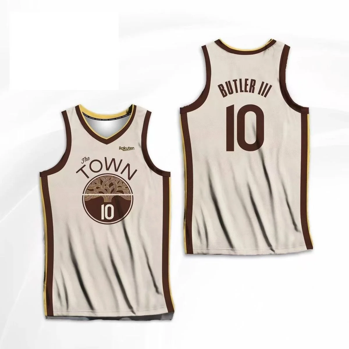 Heißer Verkauf # 30 The Town Vintage Jersey Ärmelloses Basketball-Sport-Tanktop Braun mit Baum-Logo Atmungsaktive Fan-Uniform Familienoutfit – Detail 4