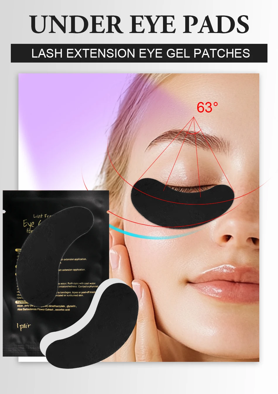 100 % Hindernis von UV-Licht, schwarze Pads für Wimpernverlängerung, Augenschutz, professionelle Make-up-Tools, 50 Paar – Detail 2