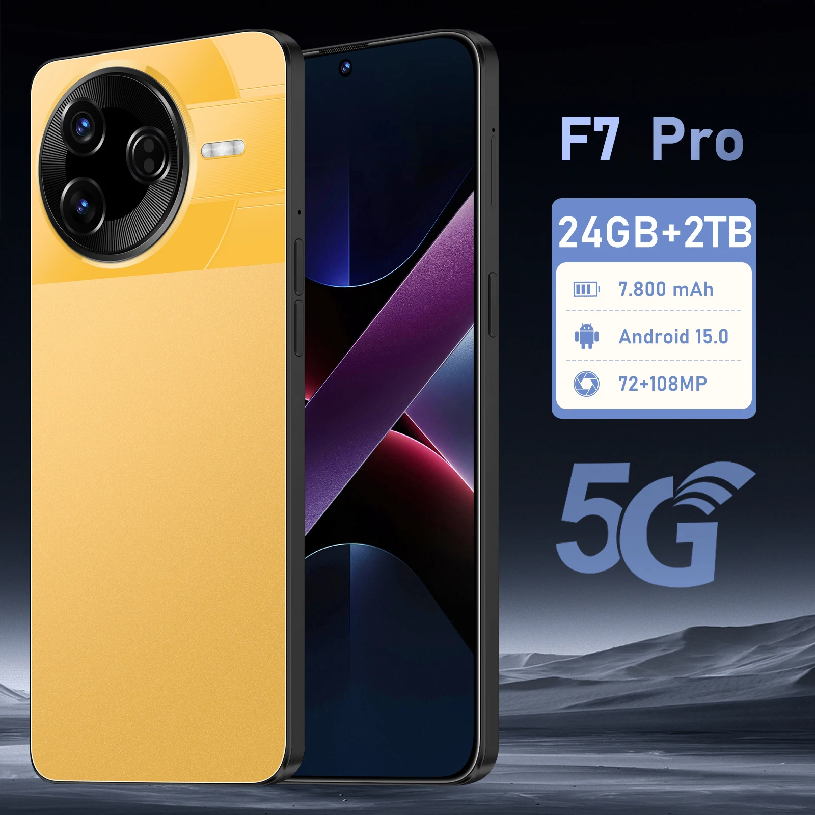 

2026 NEW HOT Silicone Case For F7 Pro 7.3" 5G Global Edition 24GB 2TB Snapdragon 8 Gen4 7800mAh Battery 108MP Camera Android 15