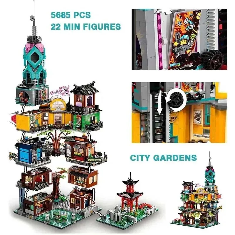 Blocos de Construção Tijolos Brinquedos para Crianças, Compatível City Gardens, Natal e Presente de Aniversário, Em Stock, 70620, 71741, X19006, 06066, 5685 Pcs