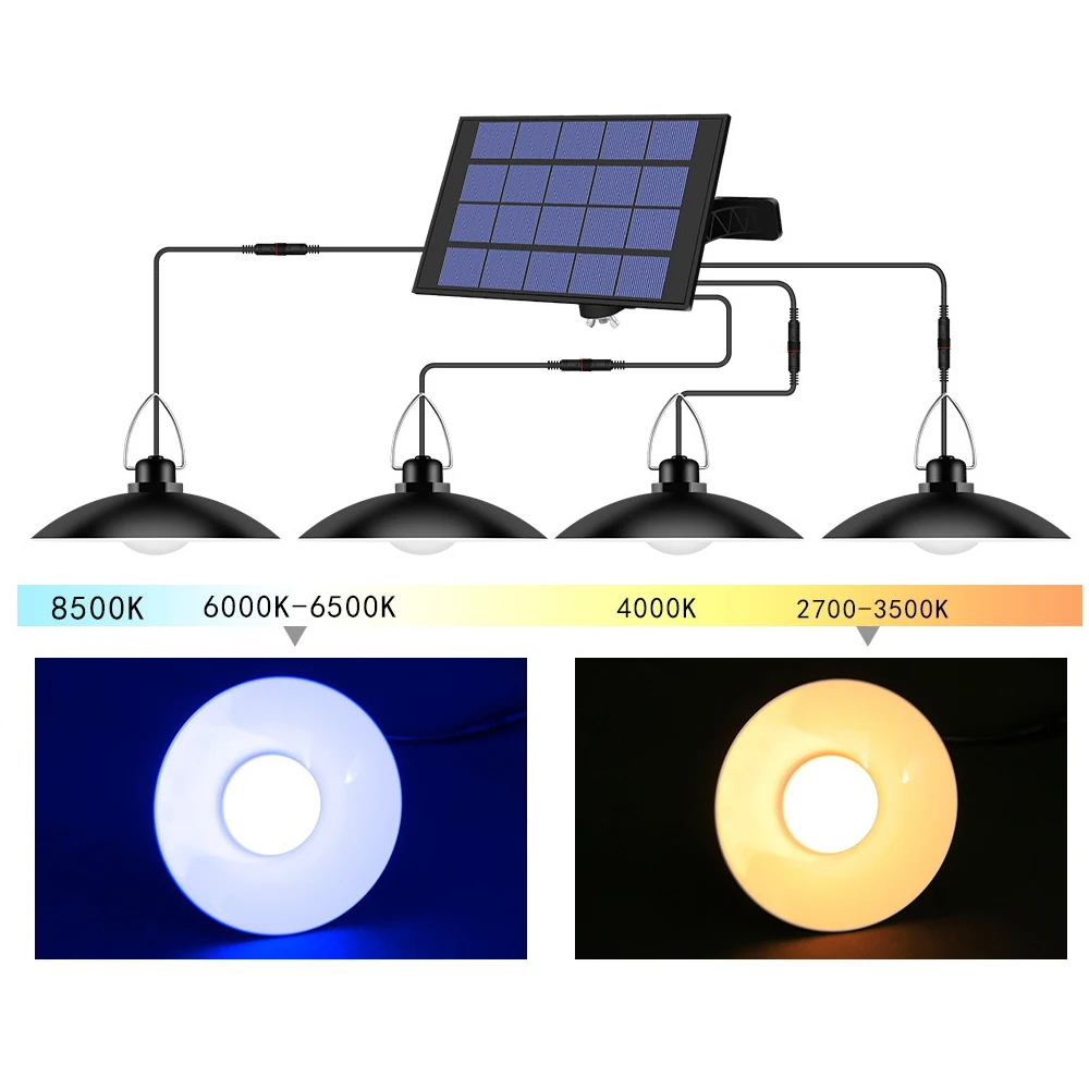 

Solar Pendant Light Led No Battery Solar Powered Lamp White/Warm light Remote Control Chandelier Outdoor Garden