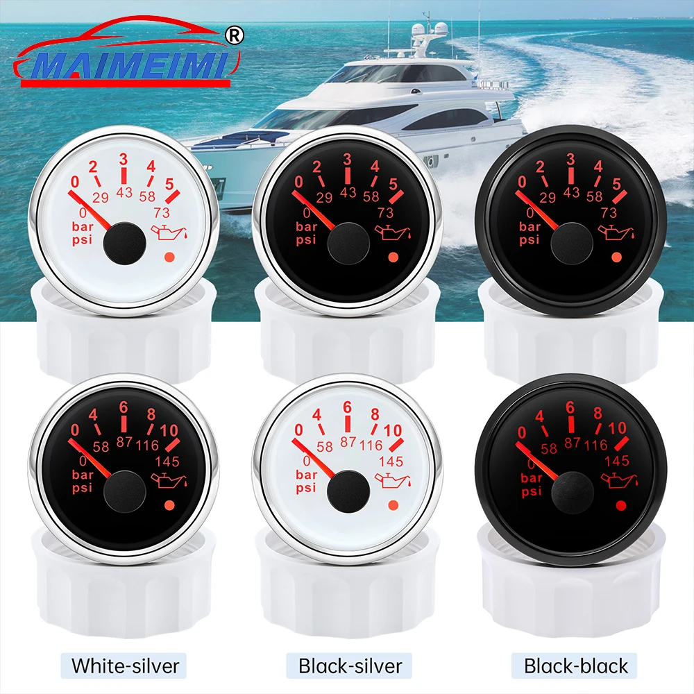 

2" 52MM Oil Pressure Gauge Seven Color Backlight 0~5bar/ 0~10bar Waterproof Oil Press Gauge or Sensor for Car Boat Marine 9-32V