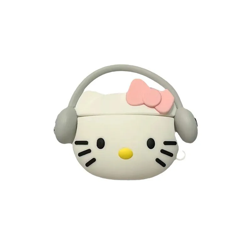 Funda de dibujos animados KT Cat para Apple AirPods 1 2 3 Pro 2, funda de silicona 3D Anime, caja de auriculares, bolsas protectoras para auriculares