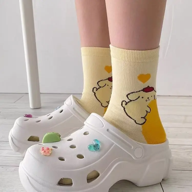 6 Paar neue japanische süße Cartoon-Damen-Mittellange Socken, koreanische Version, personalisierte Farbe, kleine Herzchen, Dopamin-Freizeitsocken – Detail 5