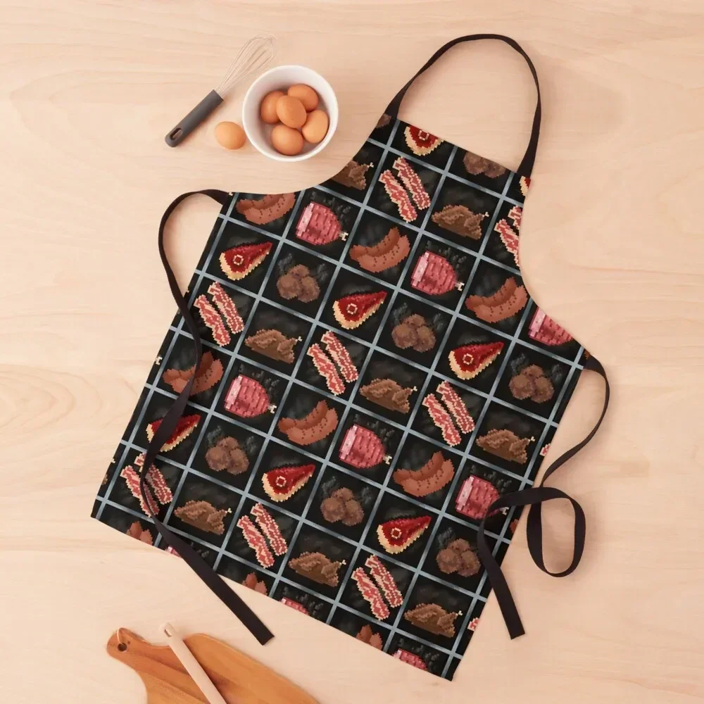 Meatlovers Inventory Pixel Apron Kitchen Novel اكسسوارات المطبخ المطبخ للنساء جميعًا ومئزر المنزل