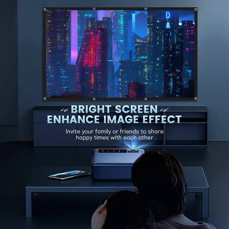 Projector Screen For Home Theater HD White Foldable Anti-Crease