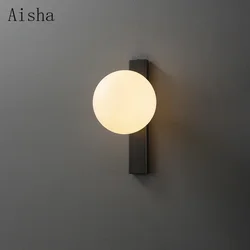Minimalist Wall Lamp Glass Ball Wall Sconce for Home Bedroom Bedside Lamp Hotel Aisle Living Room Background Wall Light Fixtures