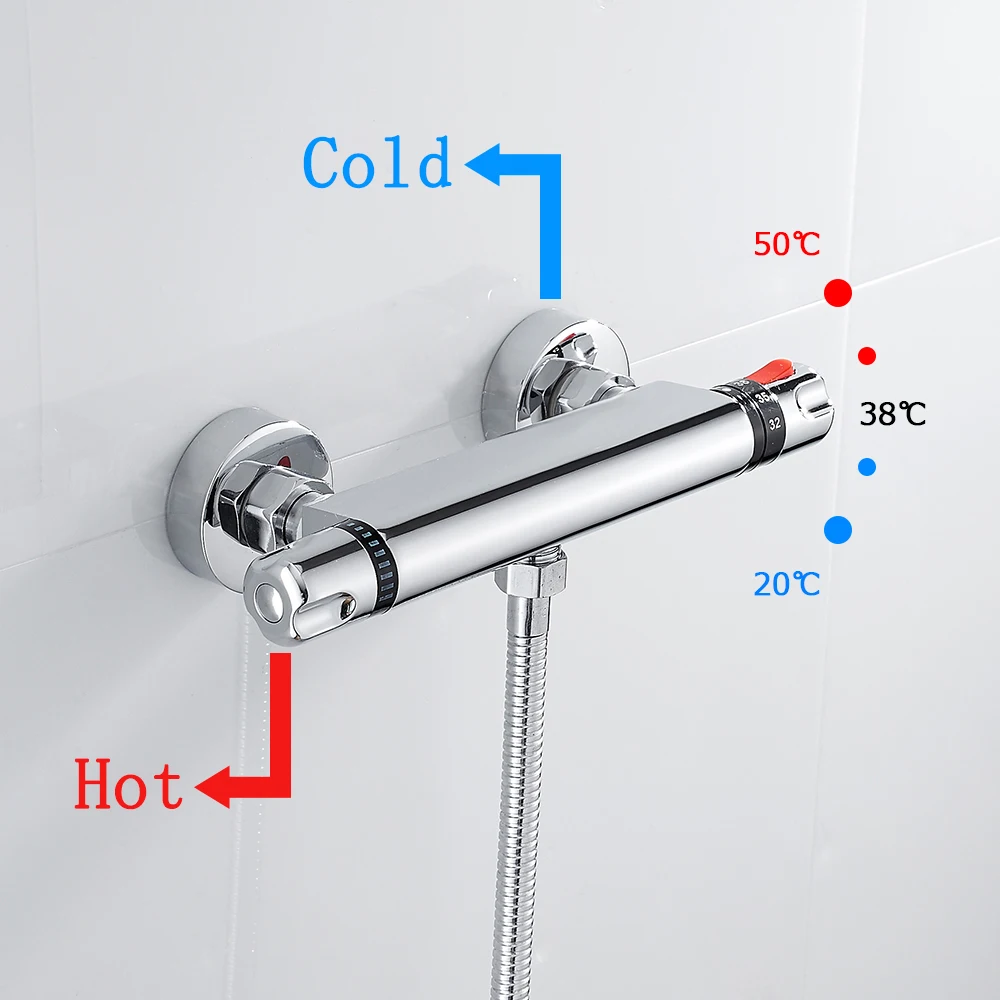 Thermostatic Shower Faucets Set Chrome Bathroom Thermostatic Mixer Tap Hot And Cold Bathroom Mixer Mixing Valve Bathtub Faucet