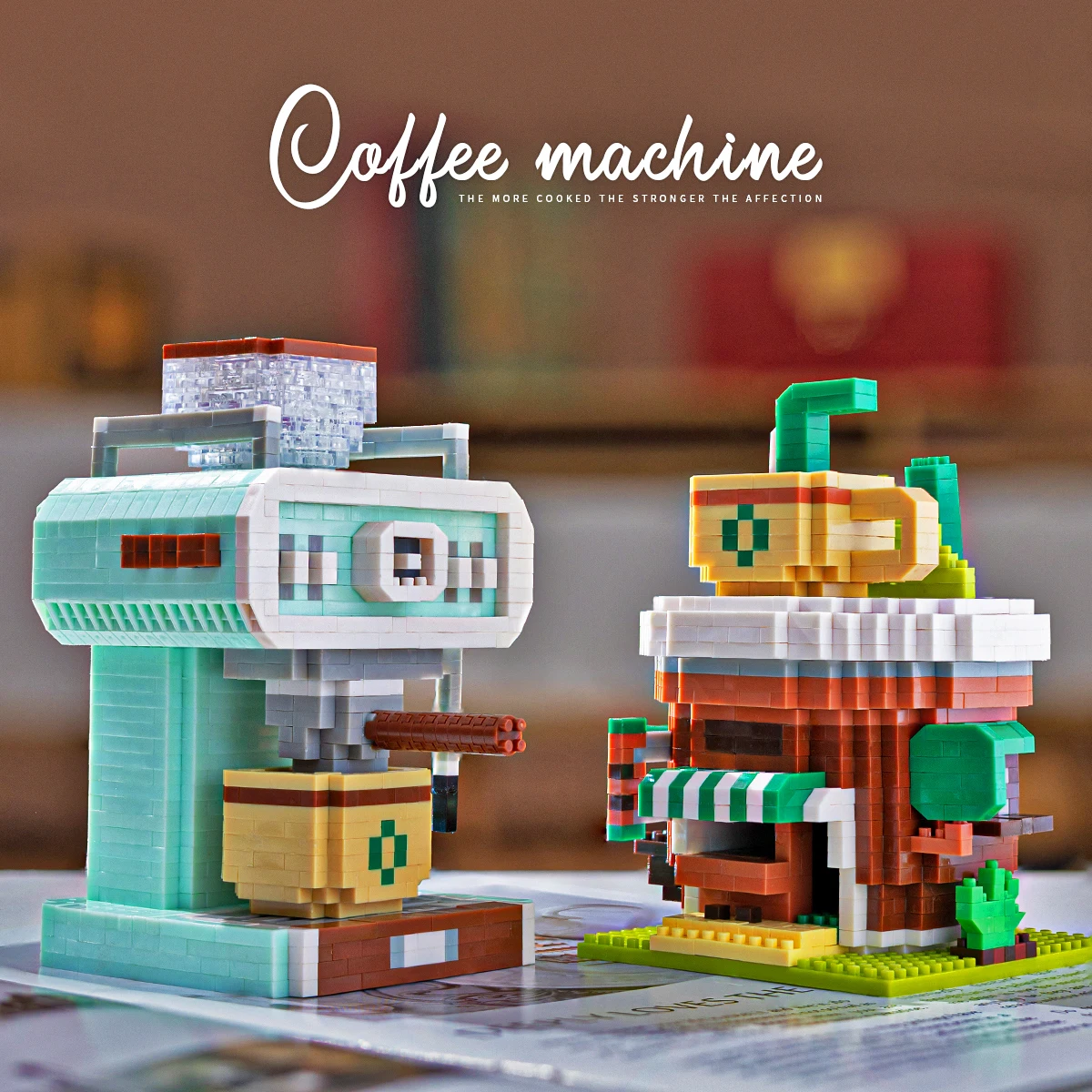 

Маленькие частицы 3D DIY Имитация кофейной машины Сборка строительные блоки модель кофейного домика головоломки игрушки Рождественский подарок