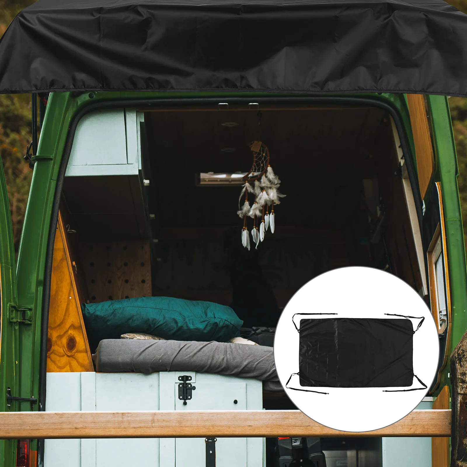 

Car Trunk Sunshade 180x114cm Black Waterproof Oxford Cloth RV Rear Cover Vehicle Sun Shade Protector Gardening Accessories Large