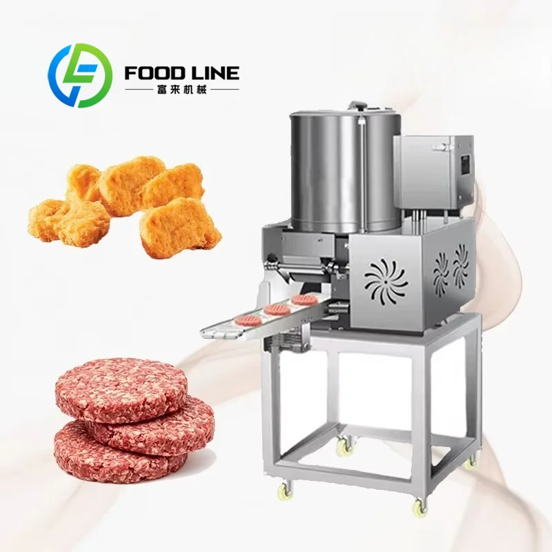 Automatic Hamburger Patty Forming Machine, Customizable Mold Round Square Patty Industrial Automatic Burger Shaping Equipment