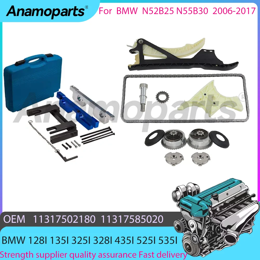 Engine parts timing chain Camshaft Gear toolbox kit for 2006-2017 BMW N52B25 N55B30 128I 135I 325I 328I 525I 535I 11211439395