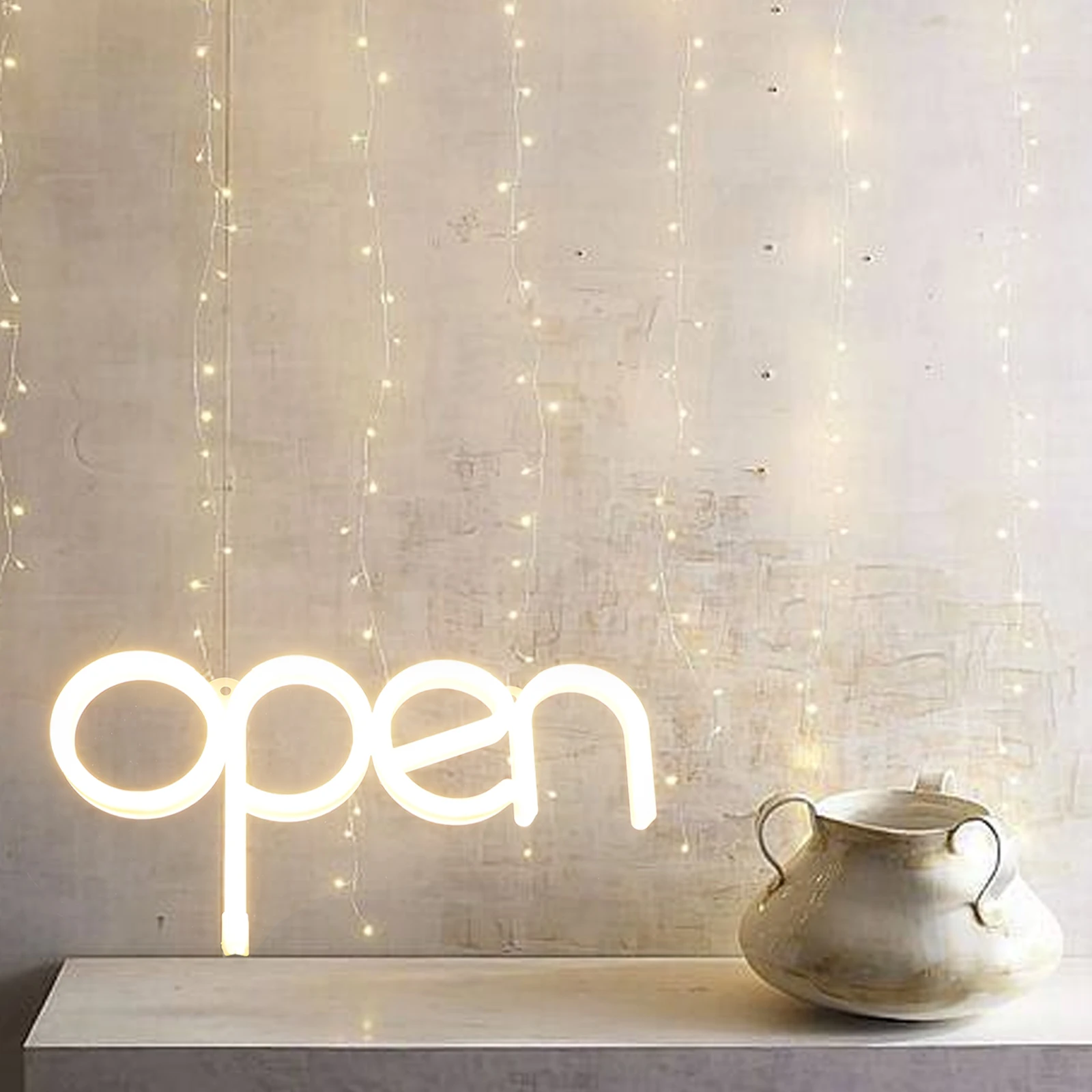 

1PC Neon LED Light Open Sign Decor Wall Hanging Atmosphere Lamp Party Home Christmas Decoration Bright for Gift