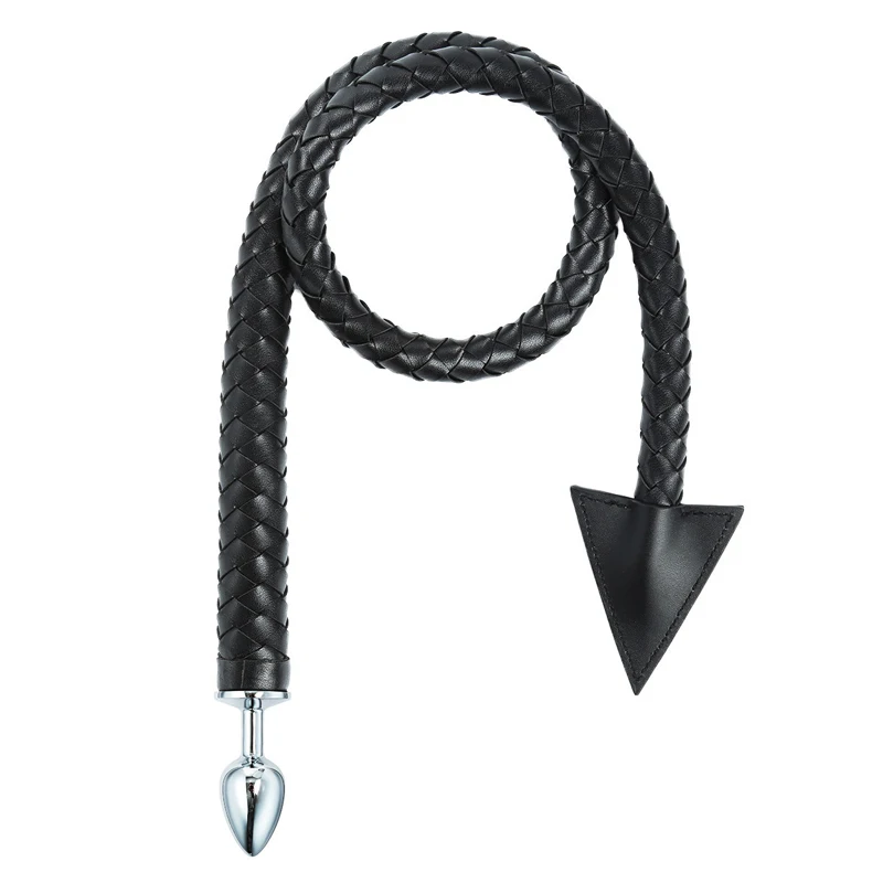 Metal Anal Plug Tail Black Leather Bdsm Whip Butt Plug Tail Gay Toy Butt Plug for Women Sex Toys Anal For Couple Adult Games