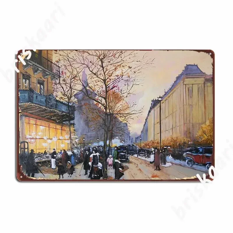 Place De La république, Paris d'Eugene Galien Laloue 1900 Plaque métallique Affiche Plaque murale Impression Décoration murale Affiche en étain