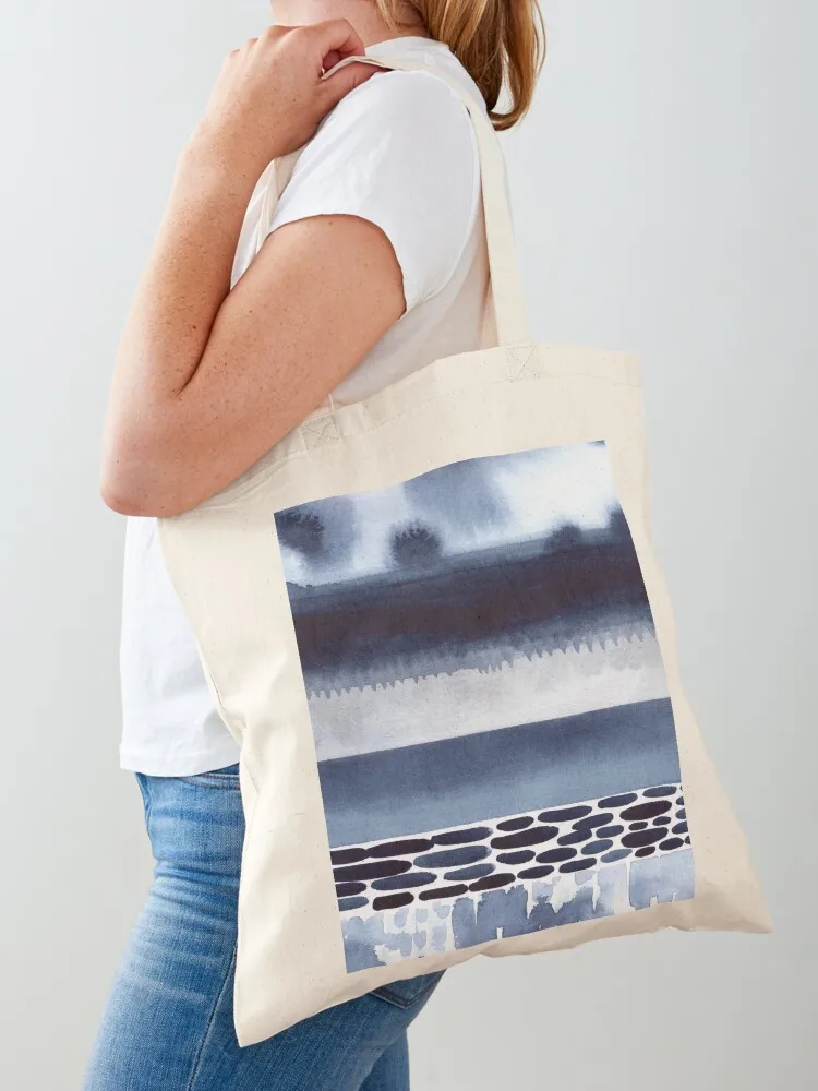 Abstract landscape in blue Tote Bag Big bag women hand bag ladies