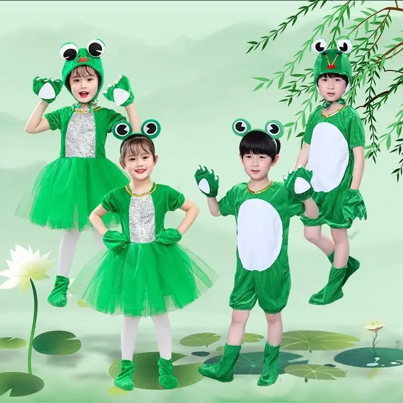 New Children's Frog Performance Clothing: Little Tadpole Finds Mom, Little Frog Cartoon Shaped Dance Performance Clothing