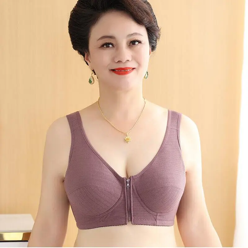 Women Bralette Front Zipper Closure Bra Push Up Breathable Underwear Wireless Thin Seamles Plus Size Shapers Bra