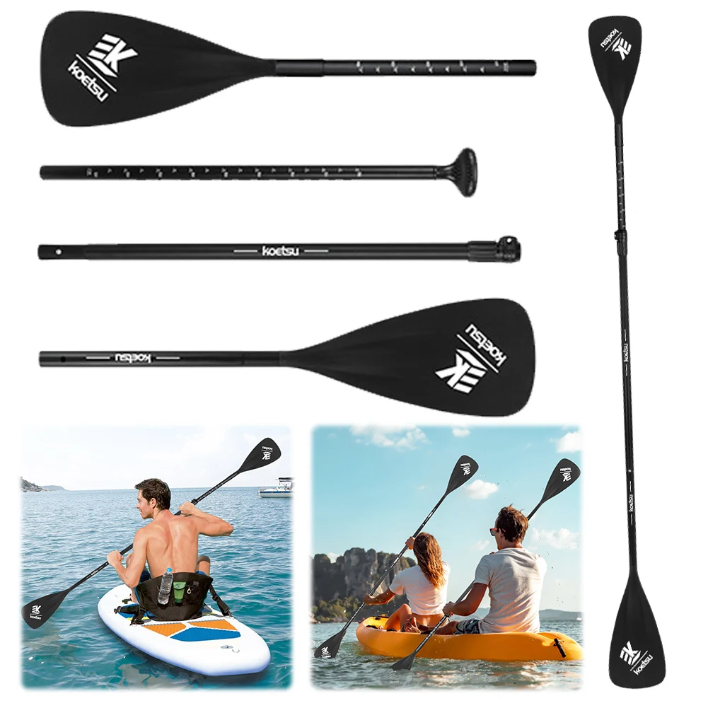 Single Double Ended Paddles Aluminum Alloy 3-Piece Adjustable Kayak Paddle Detachable SUP Paddle for Outdoor Water Sports