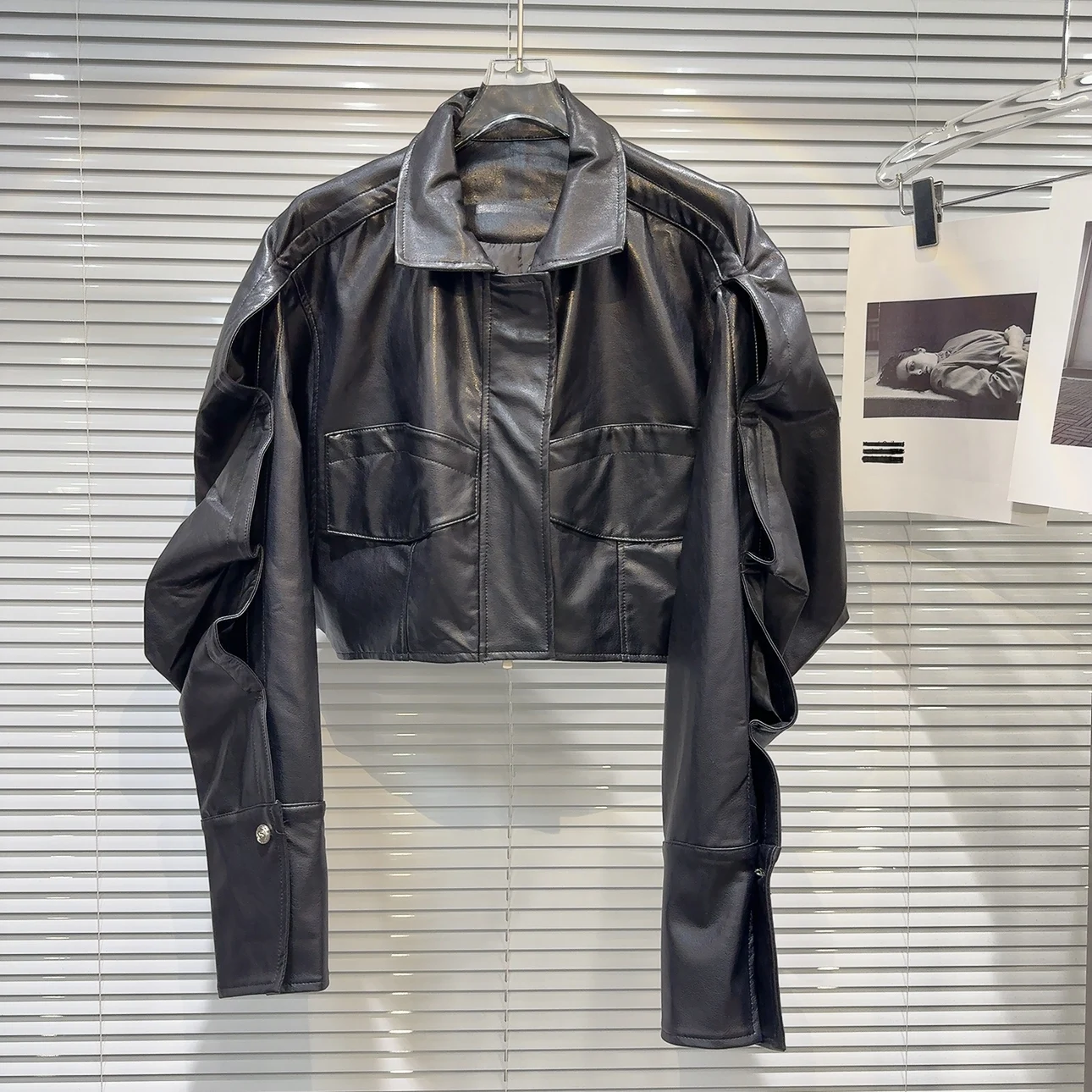 Or PU Pelle Jaet Donna Sli Moto Design Piegato Sve Hot Girl Autunno Nuovo Sle Faion Cappotto Capispalla