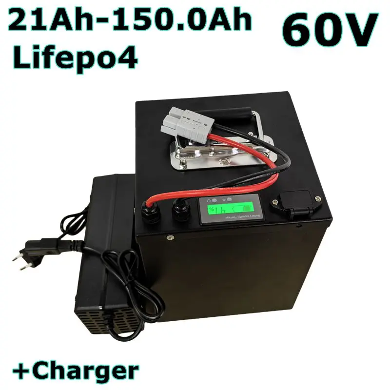 60V  Lithium battery with Bluetooth APP BMS 100Ah  60Ah 80Ah 30Ah 60V 40Ah 150Ah 120Ah lifepo4 for Scooter boat + charger