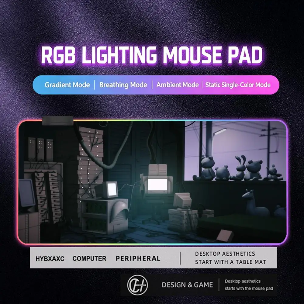 HYBXAXC Mouse Pad RGB Gaming Mouse Pad Desk Mat HD Gamer Large LED Light XXL Serial Experiments Lain Writing RGB Desk Mats 40x90