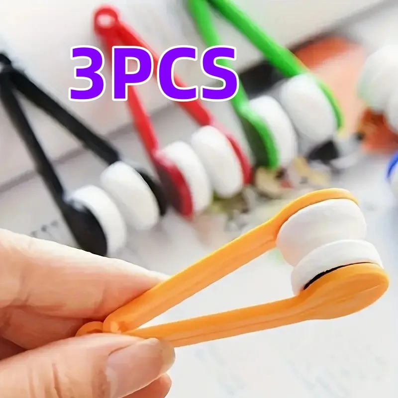 3‑Pack Mini Glasses Cleaning Brush, Portable Multifunctional Spectacle Cleaner Tool, Microfiber Eyeglass & Sunglasses Wiping Rub, Anti‑Scratch Lens Cleaner, Pocket‑Size Eyewear Cleaning Supplies, Random Color