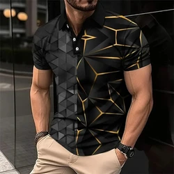 Summer Geometry 3D Printed Polo Shirts Men's Casual Fashion Streetwear Oversized Short Sleeve Shirt Male Tees Tops Man Clothing