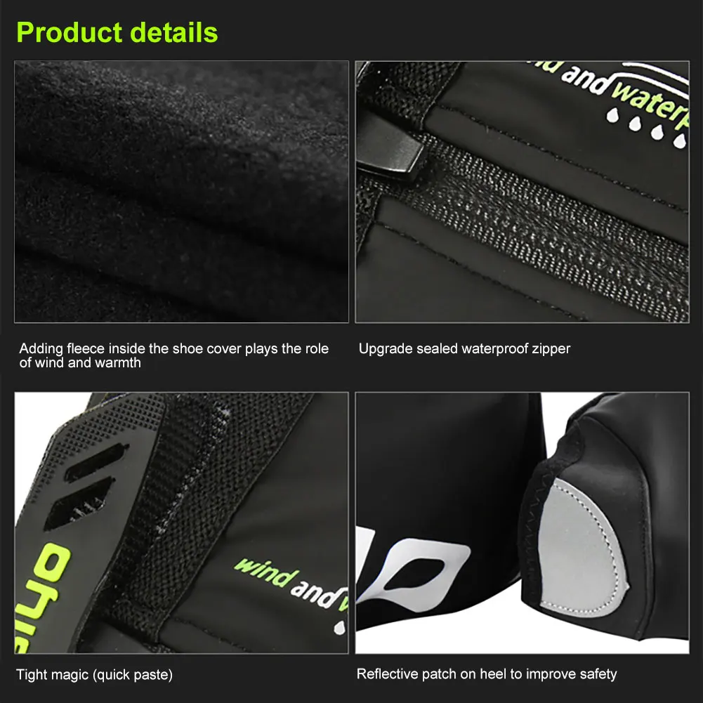 Cycling Shoe Covers Waterproof Winter Thermal Bicycle Overshoes Zip and Reflective for Men and Women