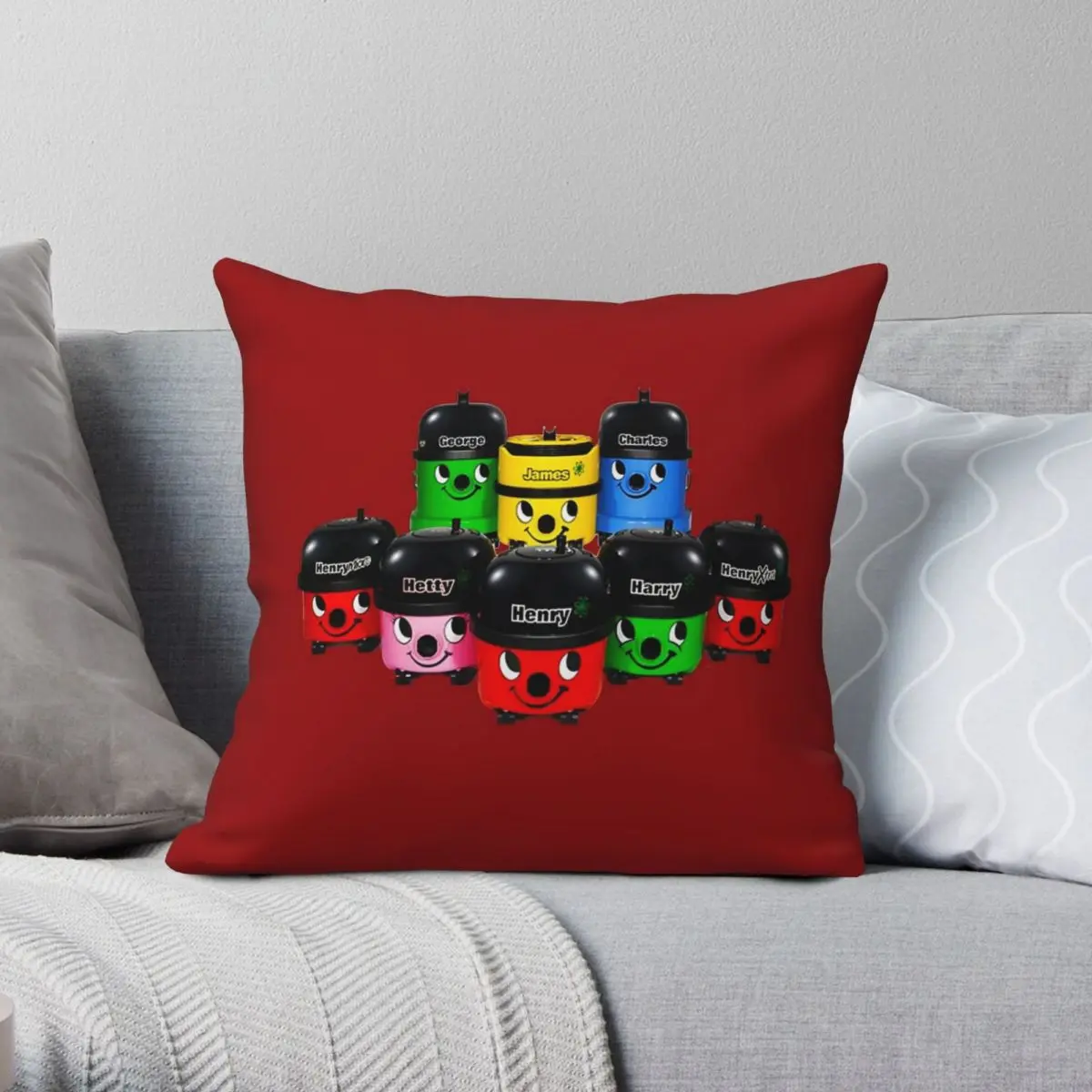 Henry Hoover Friends Square Pillowcase Polyester Linen Velvet Pattern Zip Decorative Home Cushion Cover