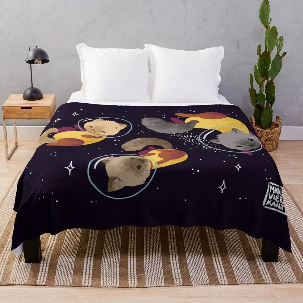Space Cats Throw Blanket Faux Fur Soft Warm Blanket for Bed