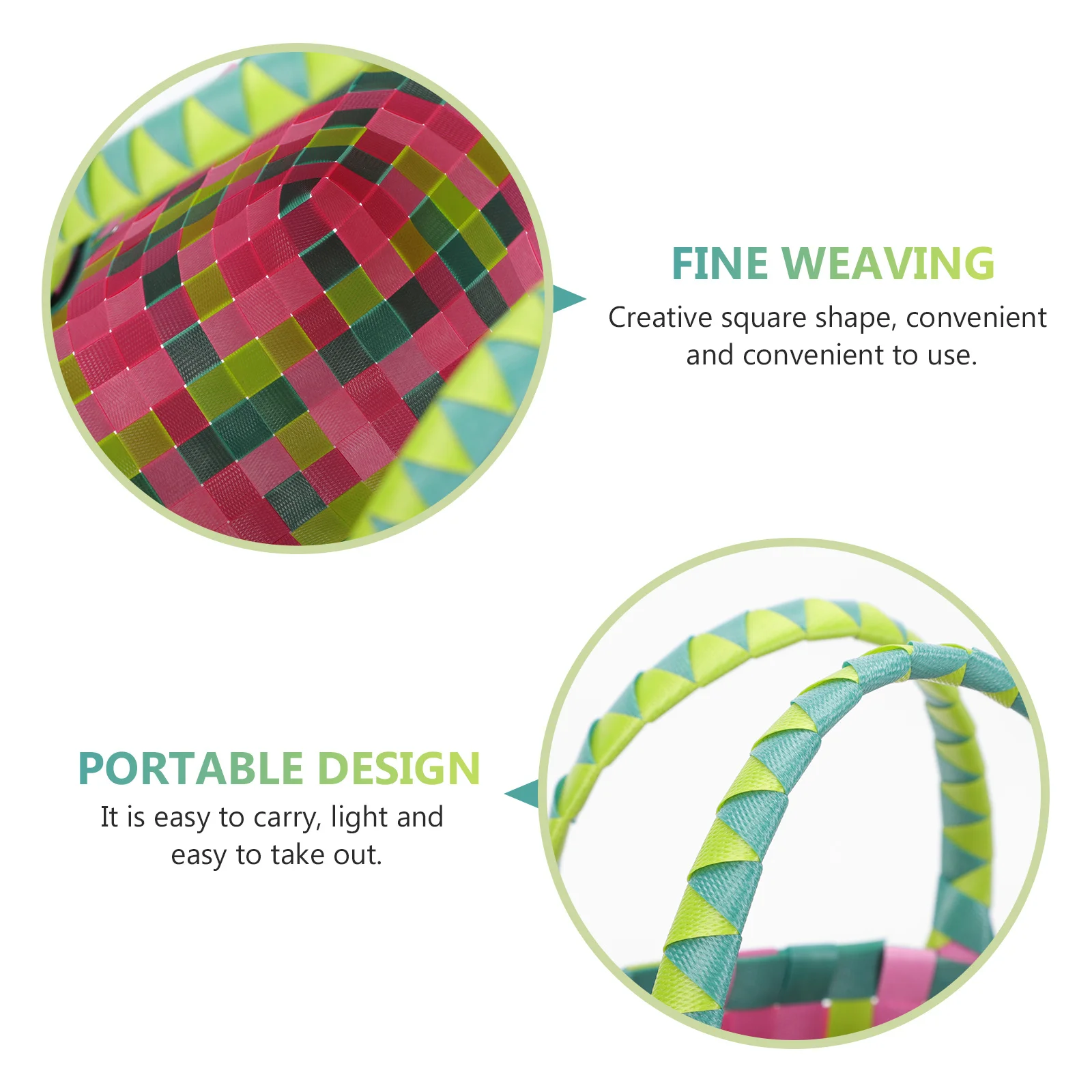 

Colorful Plastic Small Basket Multifunctional Storage Holder Woven Bag For Household Supplies Snack Food Bread Basket