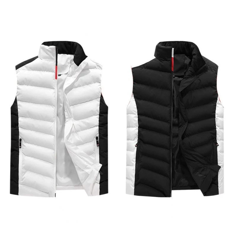 White Vest Jacket Men Slim Fit Stand Collar Sleeveless Puffer Jackets Spring Autumn Casual Waistcoat Men Warm Coat 2024 Trends