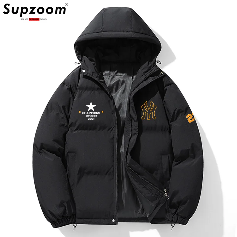 

Supzoom 2025 New Arrival Print Bread Suit Winter Cotton Couple Cold Clothes Hooded Casual Mens Jackets And Coats