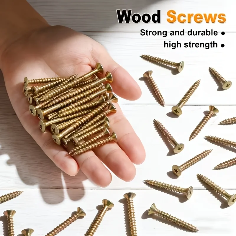 90pcs M4/M5 Galvanized Self-Tapping Screws, Phillips Flat Head Wood Screws with Screwdriver Bit for Furniture Woodworking