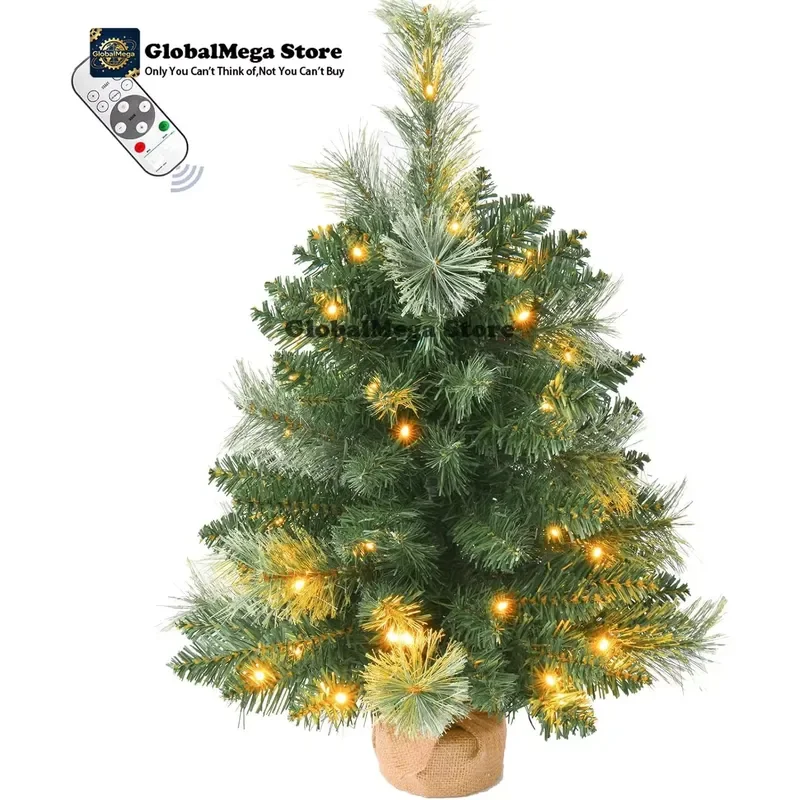 2026 Latest Small Pre-lit Artificial Christmas Tree 2FT with Warm White Multi-Color LED Lights Remote Control Timer Indoor