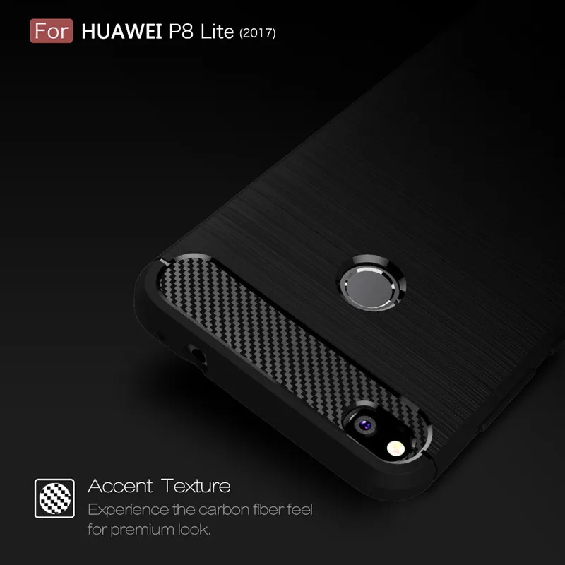 Silicone Case For Huawei P9 Lite 2017 Holder Stand Shockproof Phone Cover for p8 lite 2017 Nova Lite Brushed Carbon Fiber Case