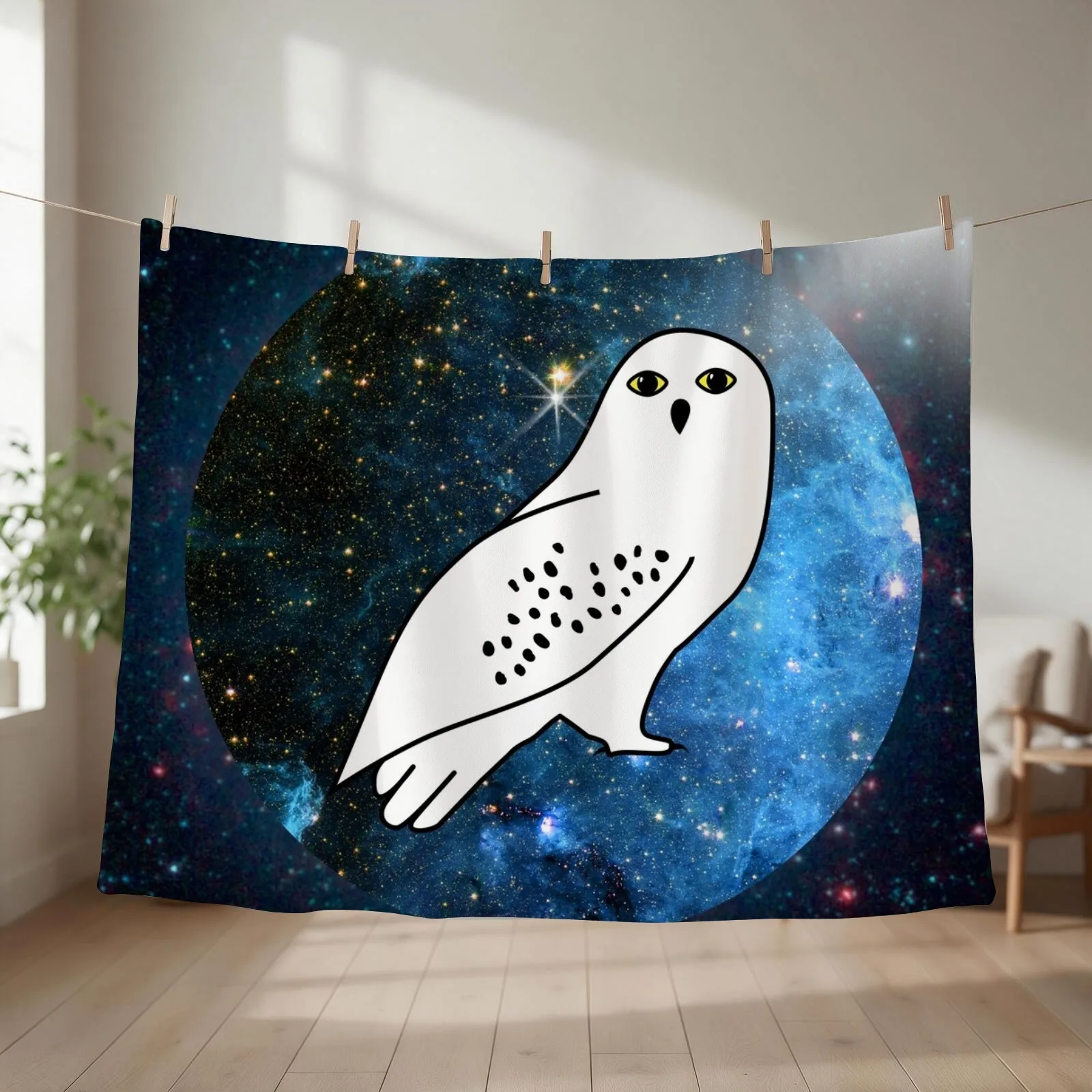 White owl Throw Blanket couch cozy soft plush fuzzy picnic outdoor blanket