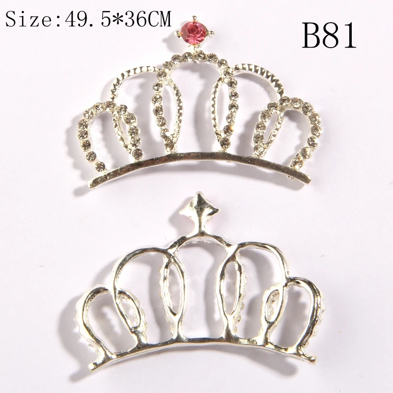 10PCS 49.5*36CM Fashion Rhinestone Buttons Crown Embellishment For DIY Wedding Decoration Crystal Metal Bridal Bouquets