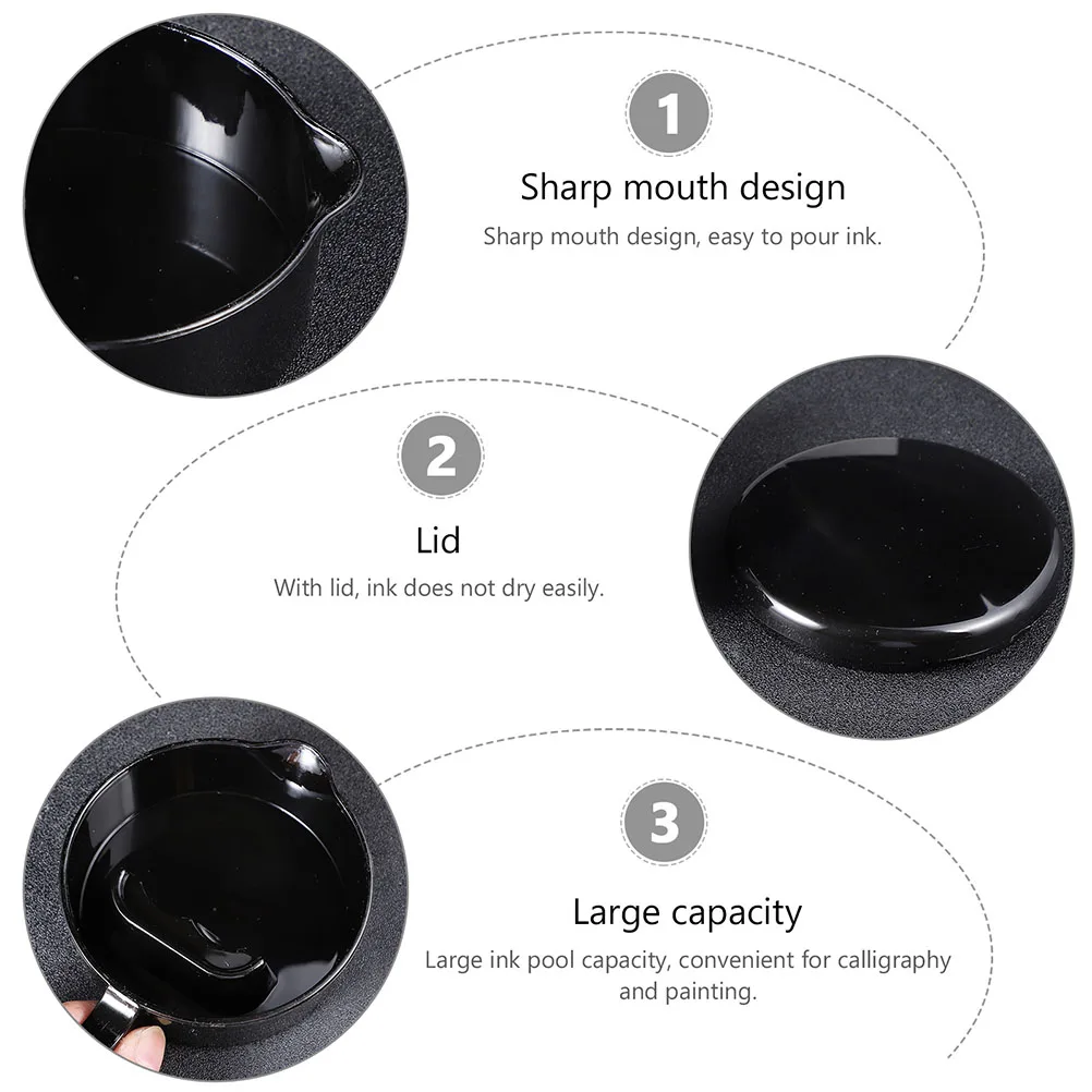 

2 Pcs Multifunction Multifunctional Ink Bucket Calligraphy Pot Pp Inkstone with Lid