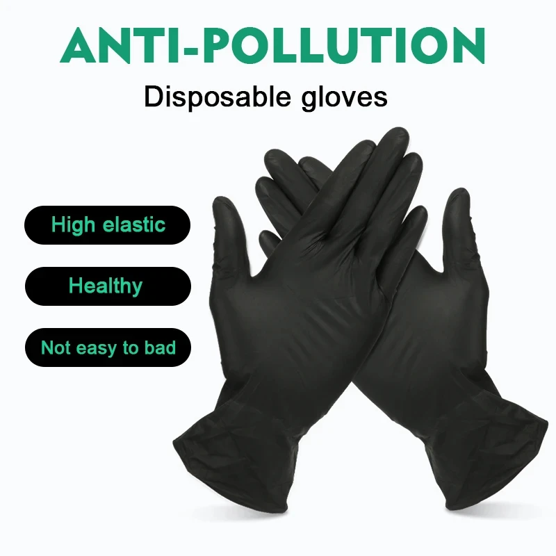 100Pcs Tattoo Gloves L/M Size Waterproof Work Safety Glove Black Tattoo Special Glove Nitrile Material Tattoo Accessories Tools