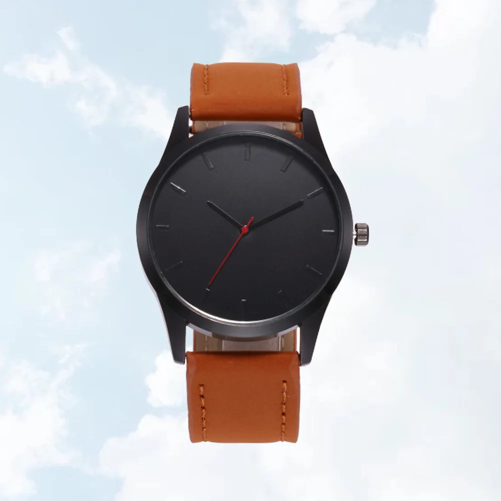 

Brown Band Men Watch Business Quartz Analog Wrist Watch Simple Classic Design Elegant Precision Timekeeping Tool