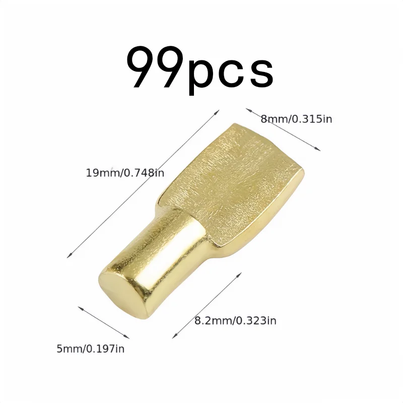 99 pcs 5mm Bookcase Shelf Clips, Furniture Hardware, Sturdy Iron Core, Spoon-Shaped Design, Multipurpose