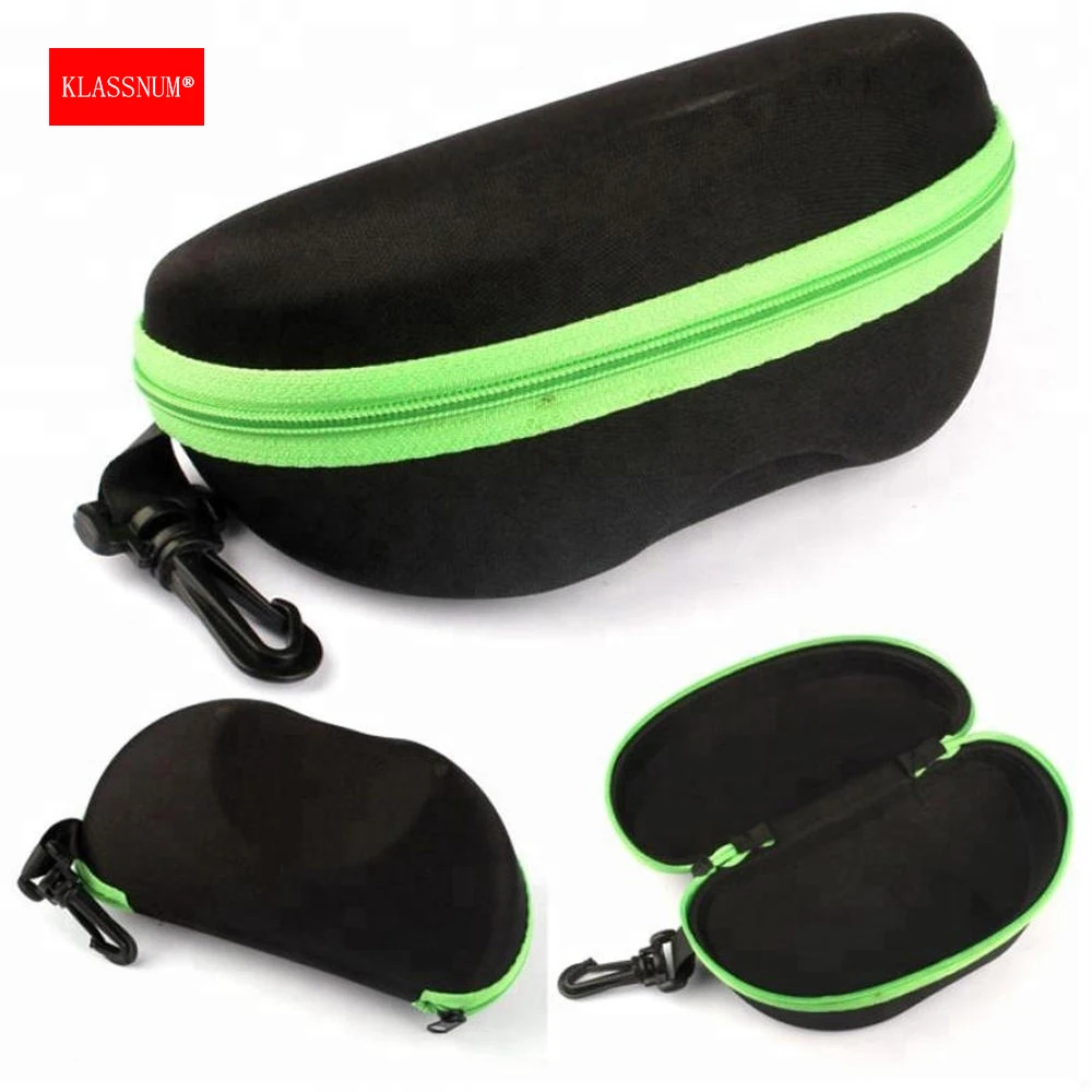 KLASSNUM Portable Glasses Case Sunglasses Box Oxford Cloth Hard EVA Zippered Eyeglasses Case With Carabiner Glasses Rigid Holder
